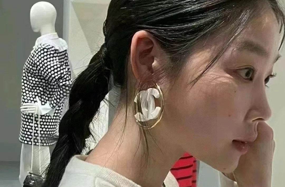 black and white acrylic luxury Stud Earrings for women - alternate angle view 8