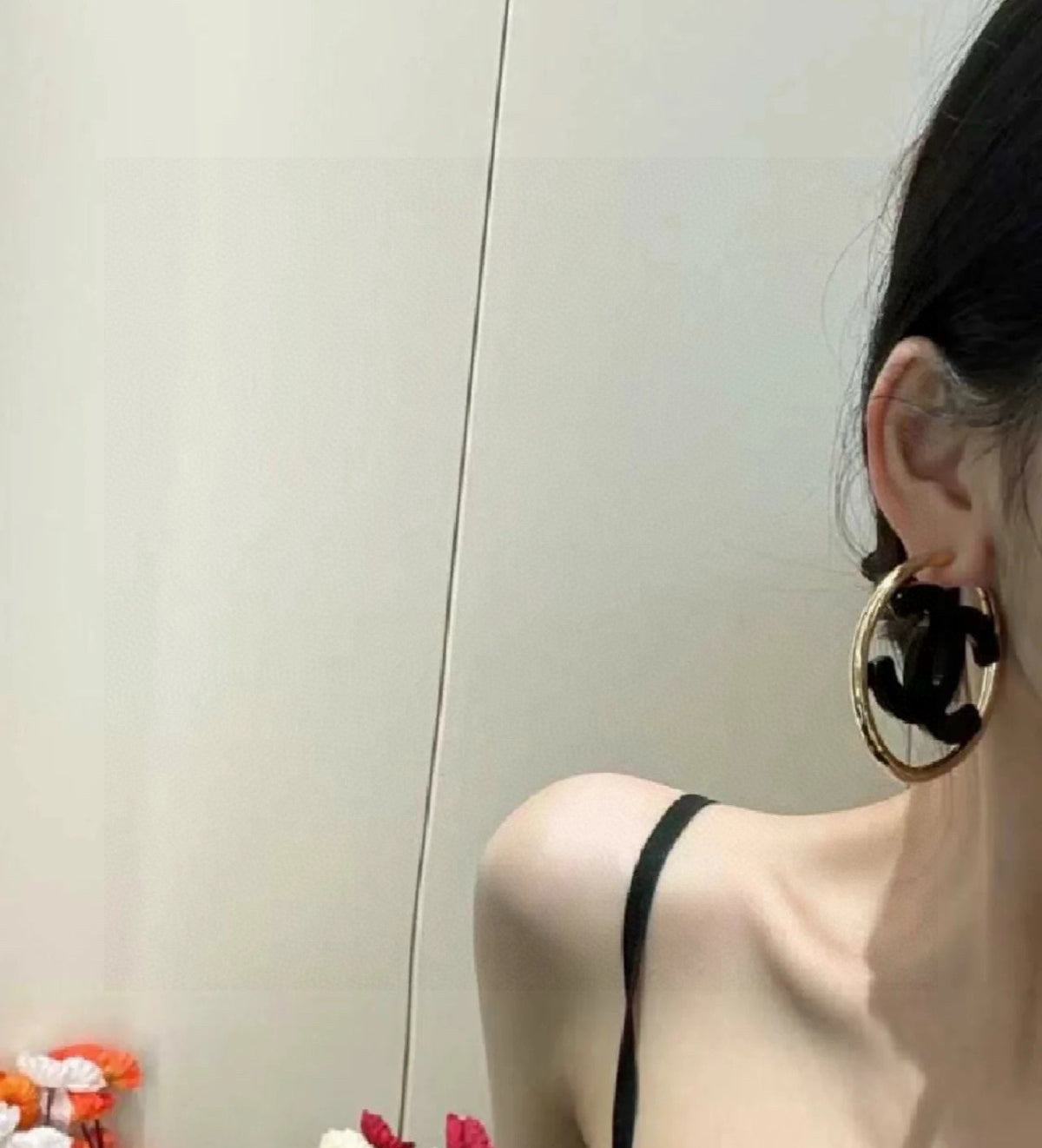 black and white acrylic luxury Stud Earrings for women - alternate angle view 5