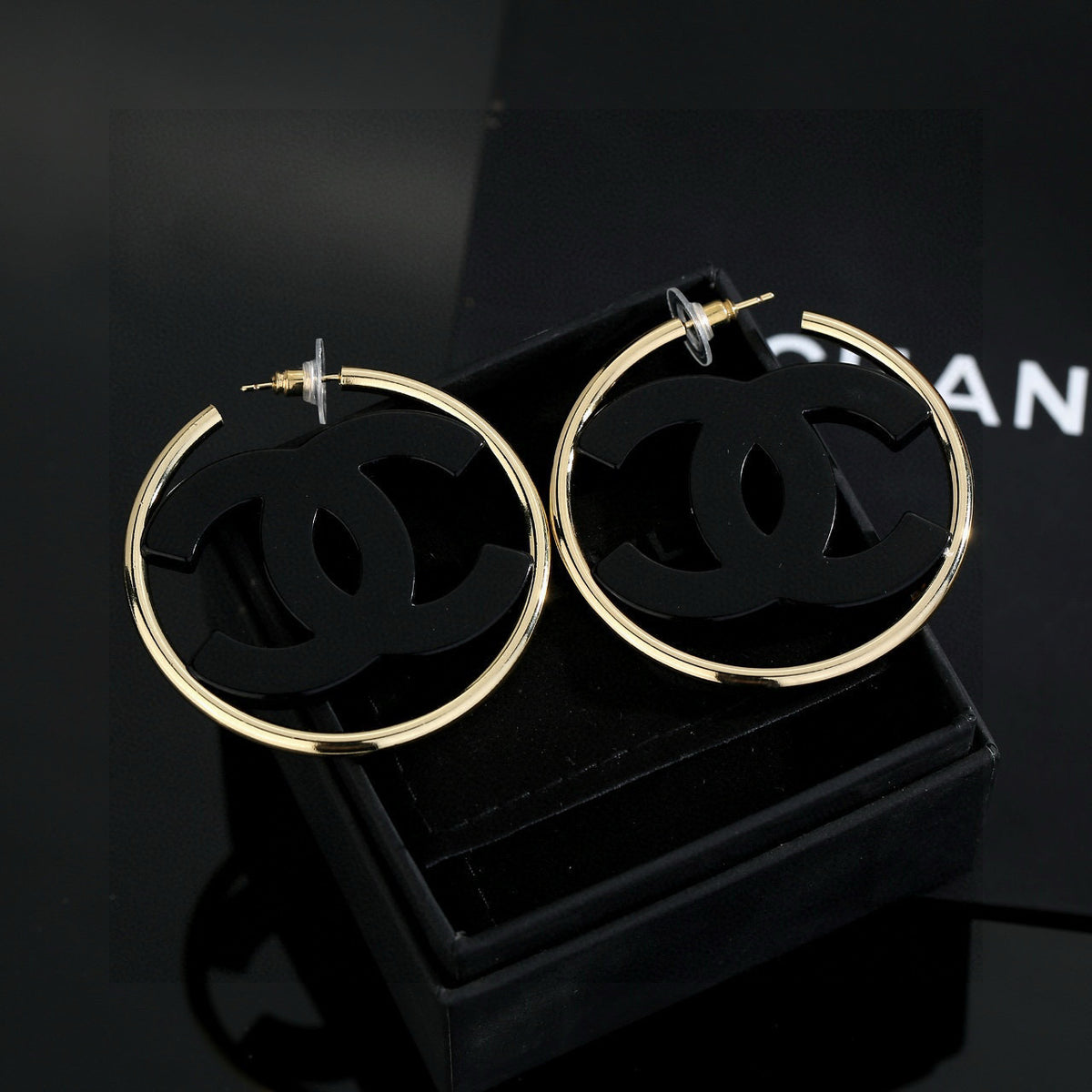 black and white acrylic luxury Stud Earrings for women - alternate angle view 7