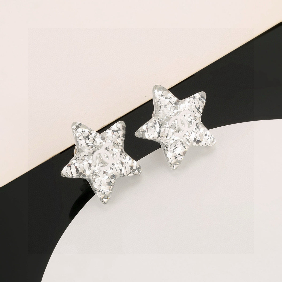 silver acrylic star Stud Earrings for women - alternate angle view 7