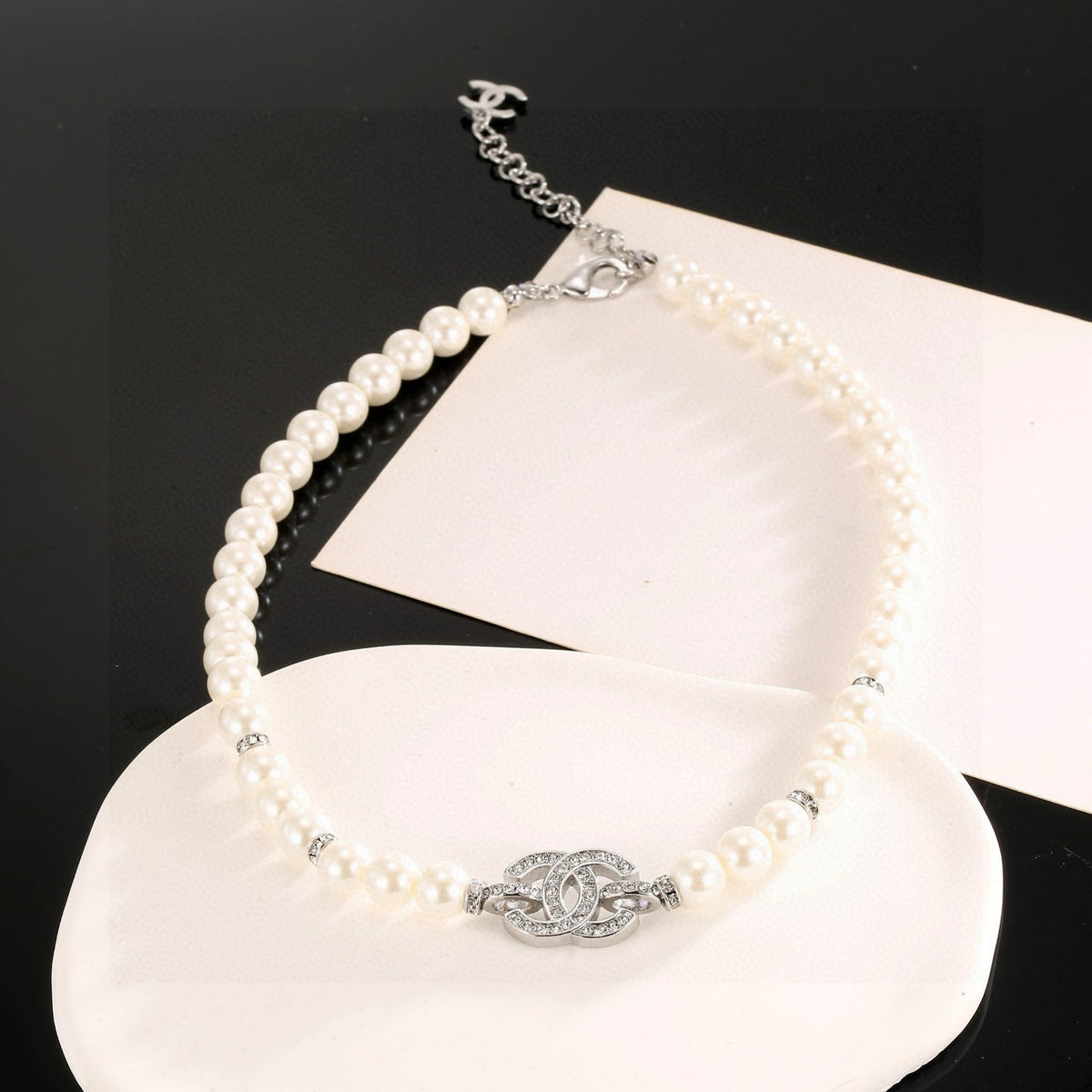 pearl double c Necklace for women - alternate angle view 9