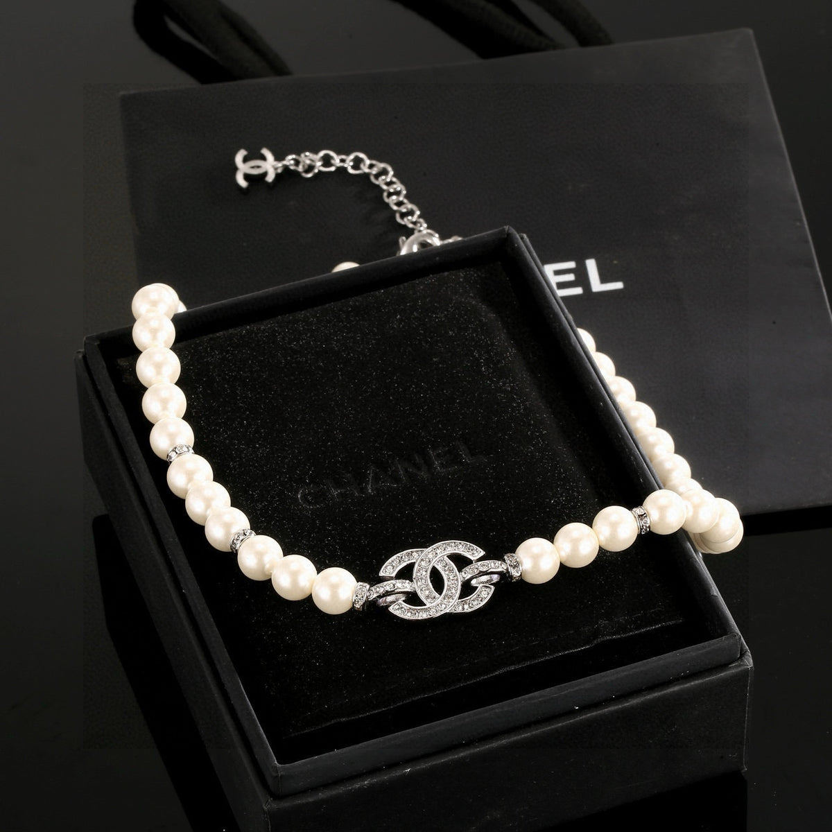 pearl double c Necklace for women - alternate angle view 6