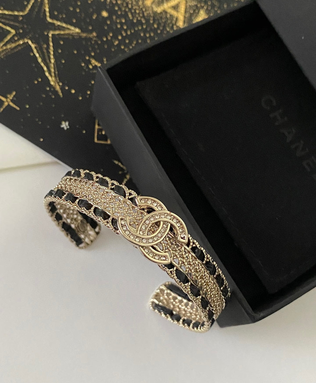 white leather luxury Bangle for women - alternate angle view 4