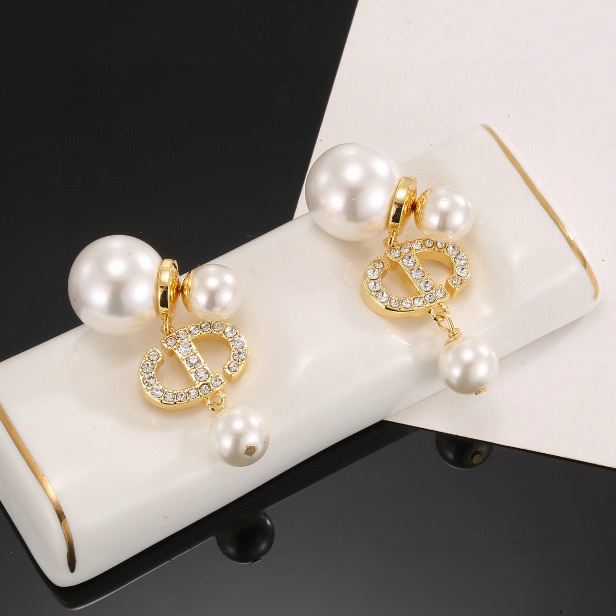 silver resin letter Drop Earrings for women - product detail view