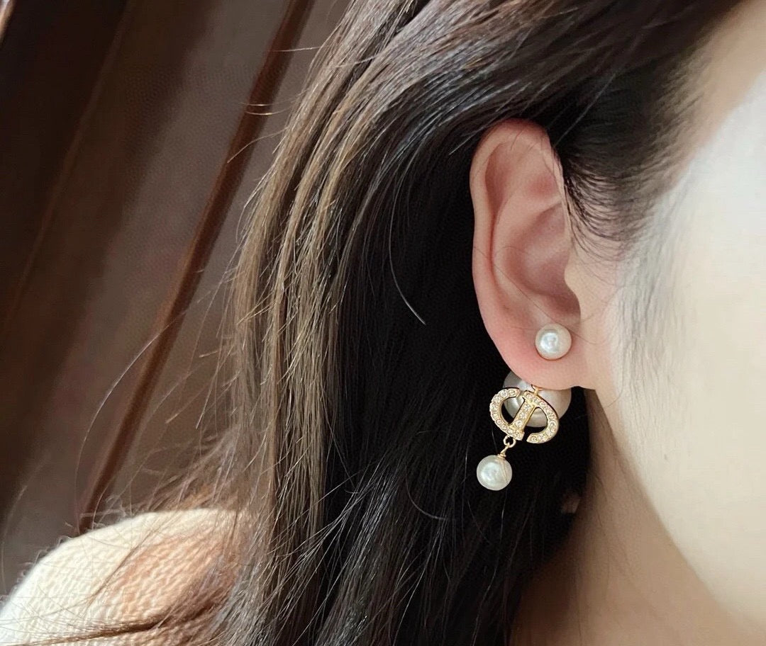 silver resin letter Drop Earrings for women - alternate angle view 5