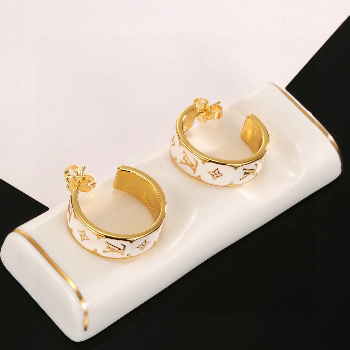 letter Stud Earrings for women - alternate angle view 3