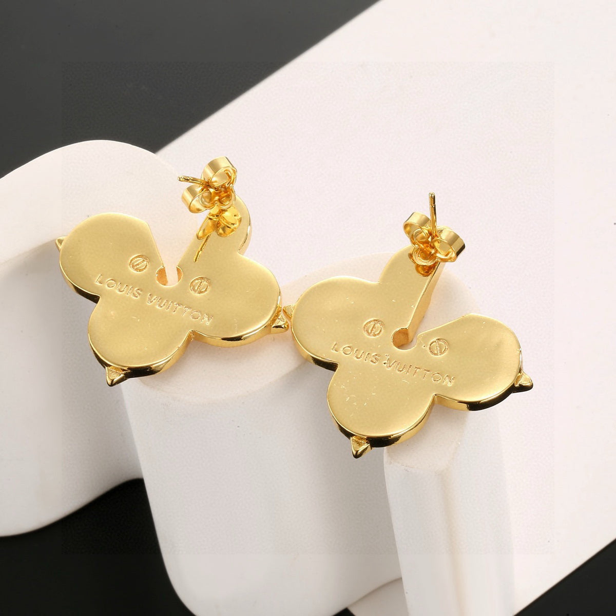 gold clover Stud Earrings for women - alternate angle view 6