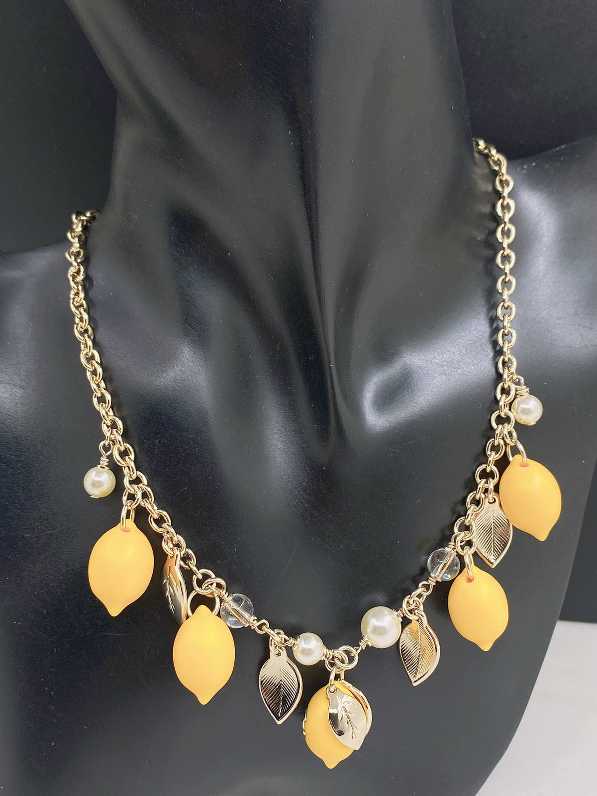 yellow brass Necklace for women - product detail view