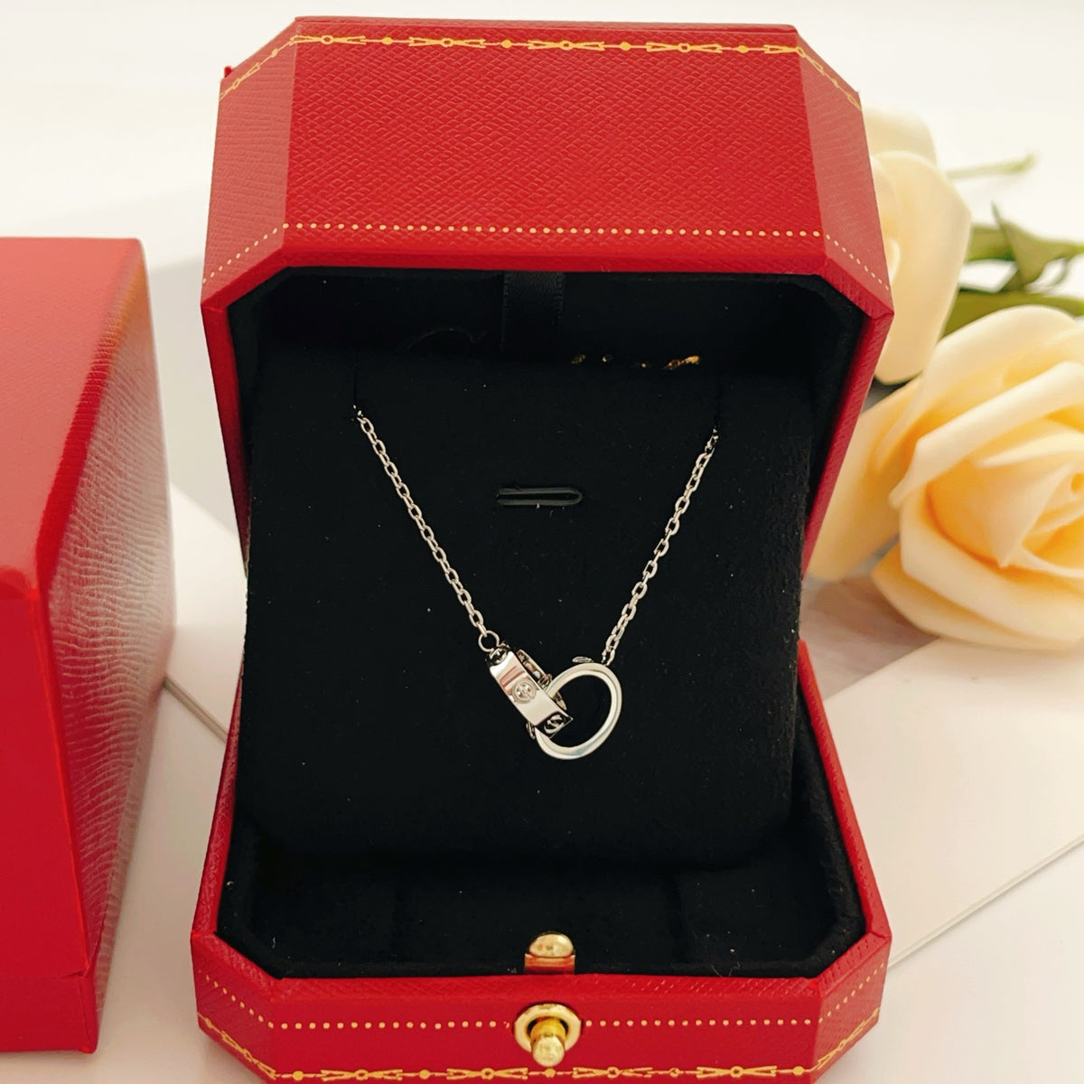 silver brass luxury Necklace for women - alternate angle view 4