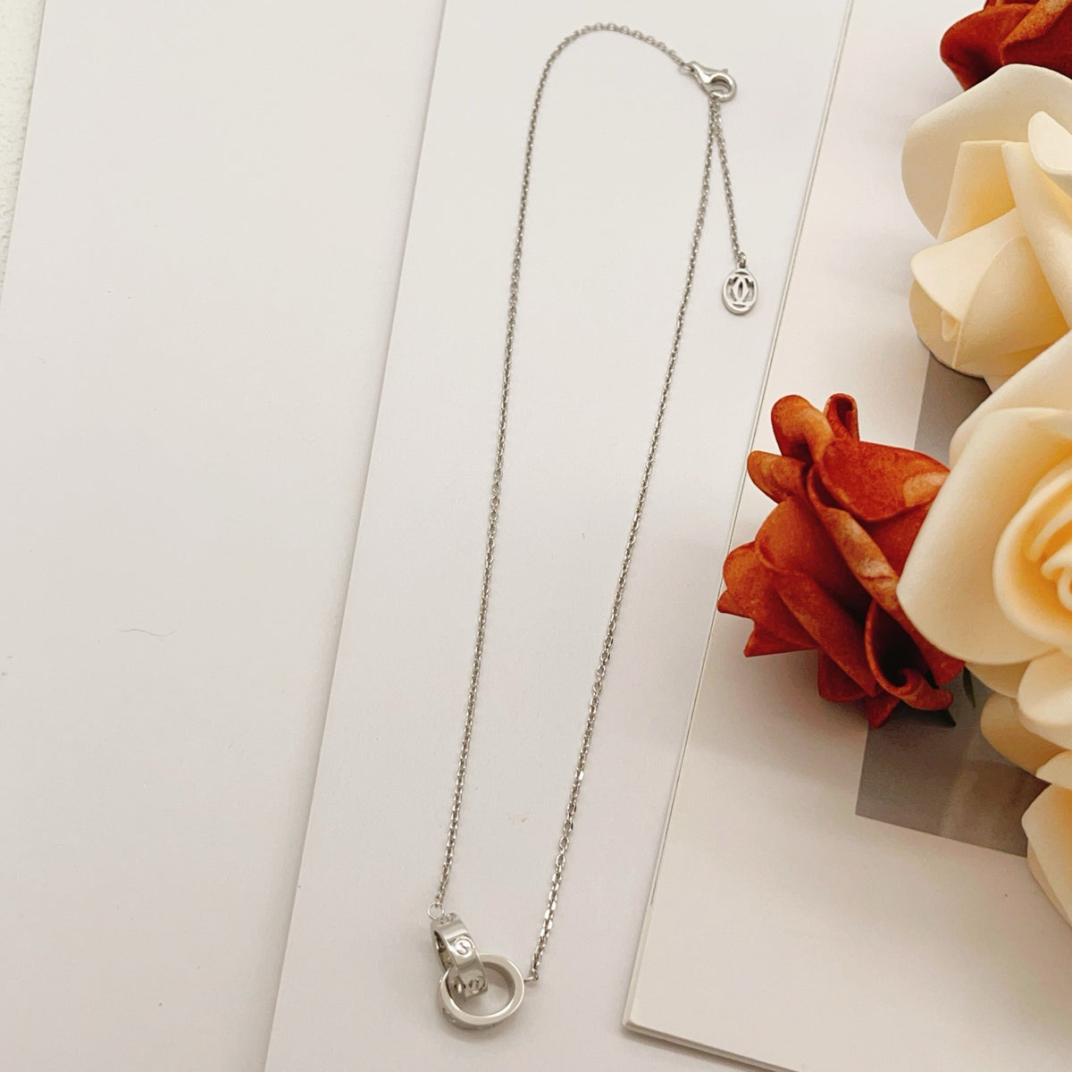 silver brass luxury Necklace for women - alternate angle view 2