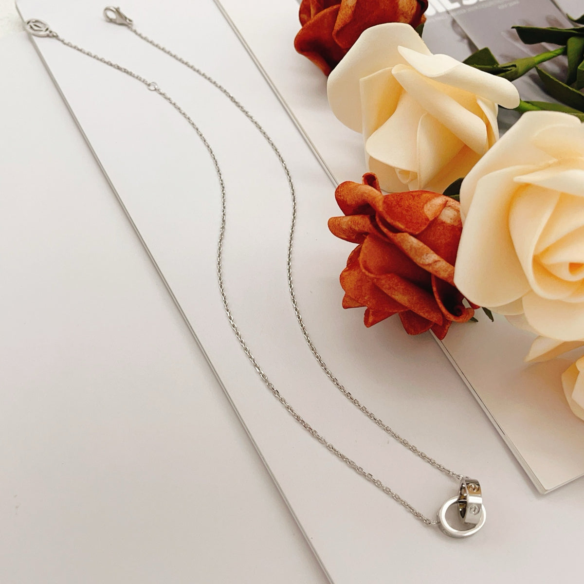 silver brass luxury Necklace for women - alternate angle view 5