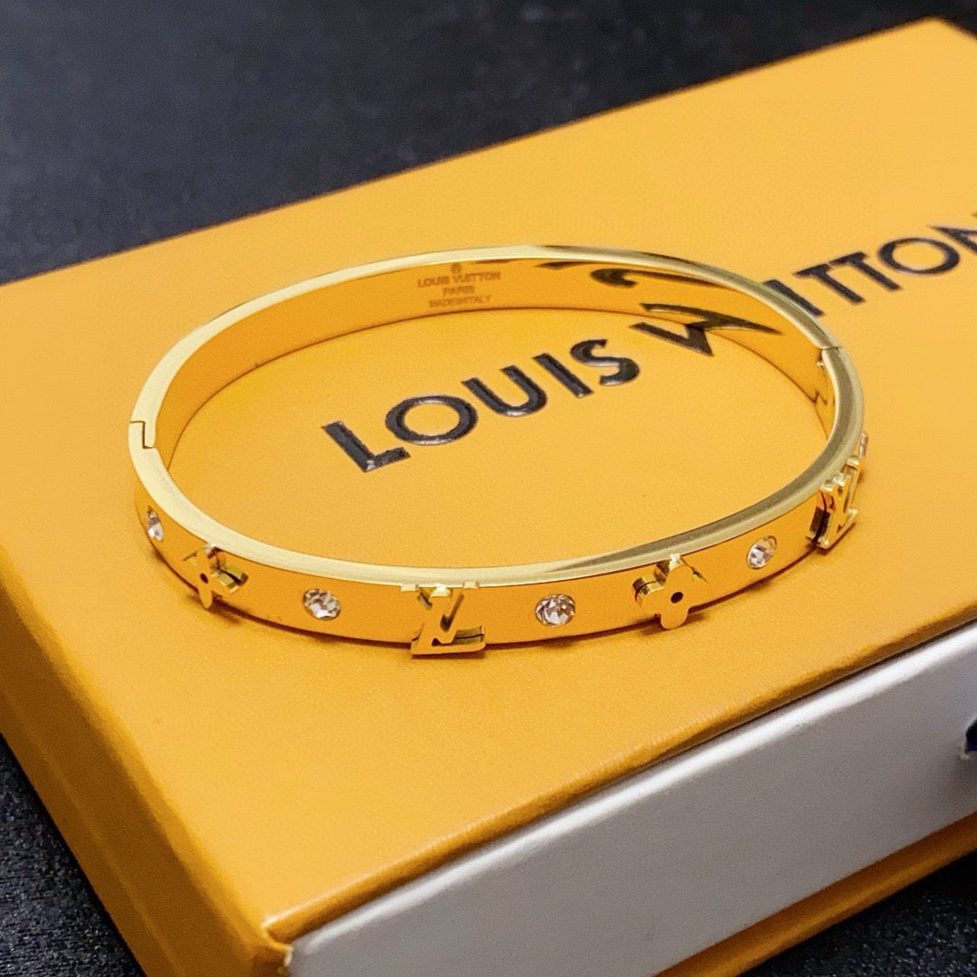 white crystal letter Bangle for women - alternate angle view 6