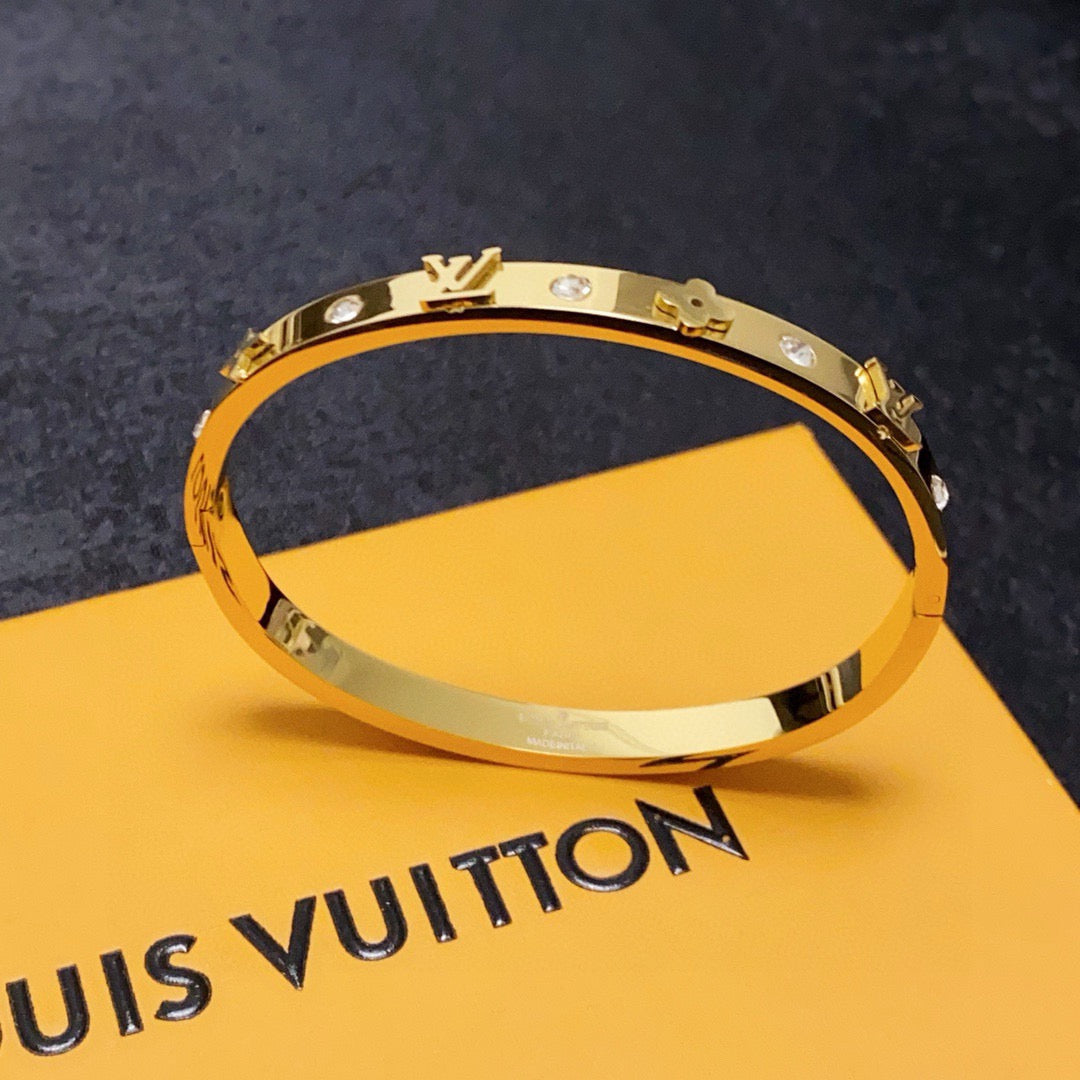 white crystal letter Bangle for women - alternate angle view 5