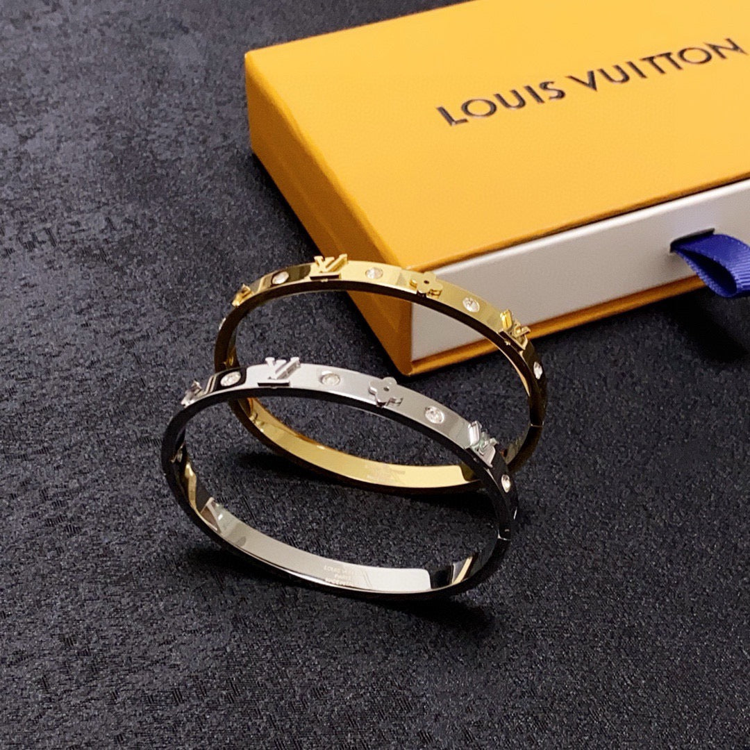 white crystal letter Bangle for women - alternate angle view 9