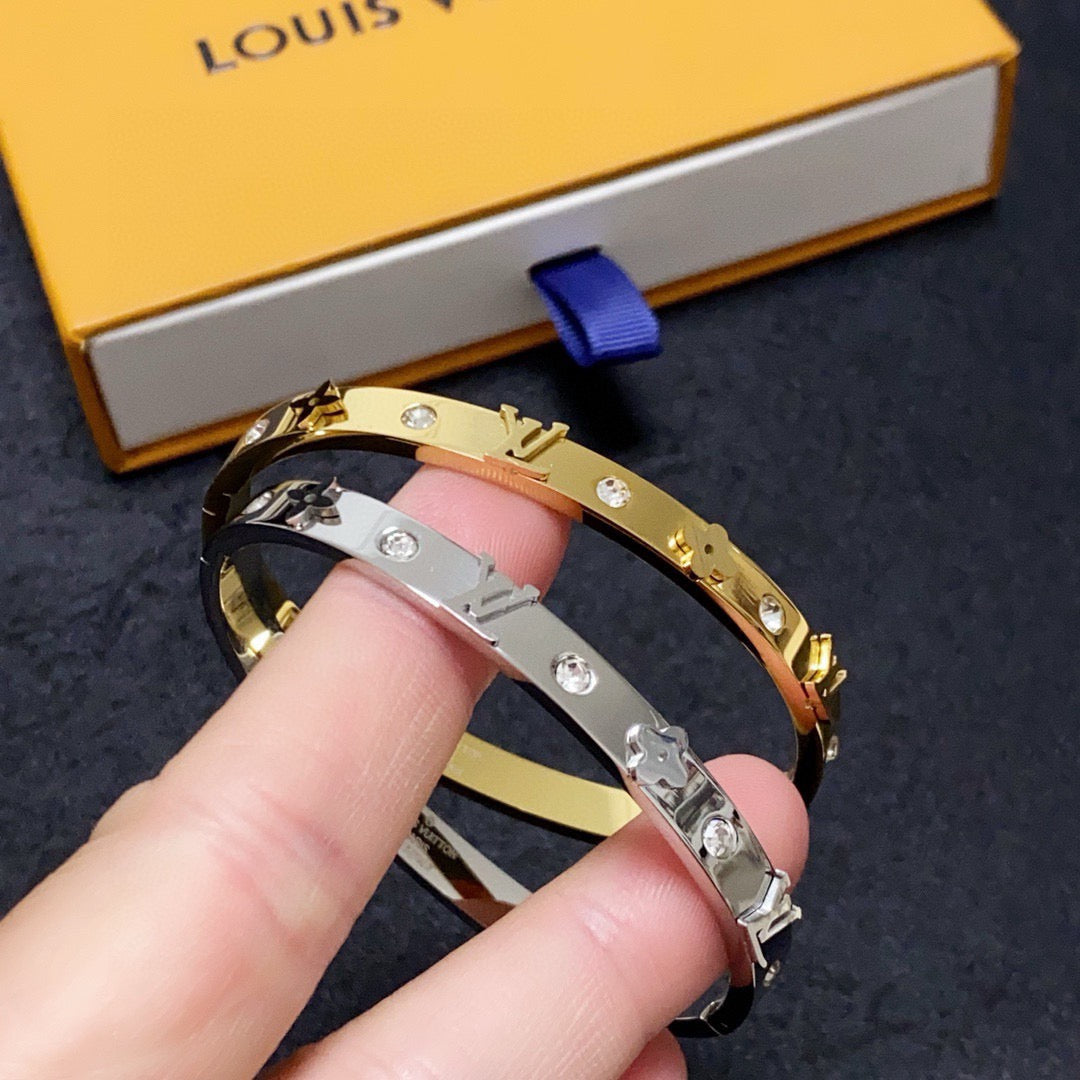 white crystal letter Bangle for women - product detail view