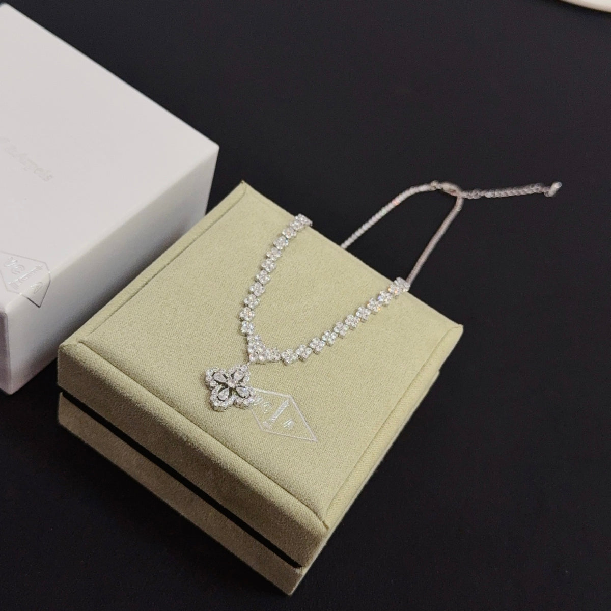 gold crystal clover Necklace for women - alternate angle view 6