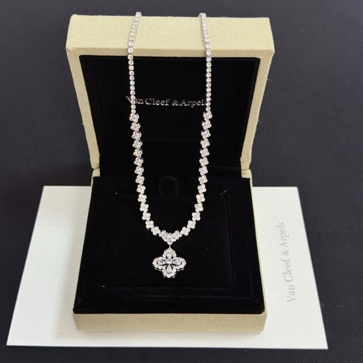 gold crystal clover Necklace for women - alternate angle view 5