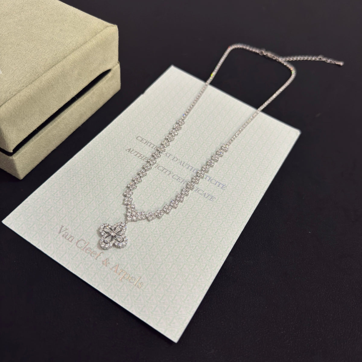 gold crystal clover Necklace for women - alternate angle view 8