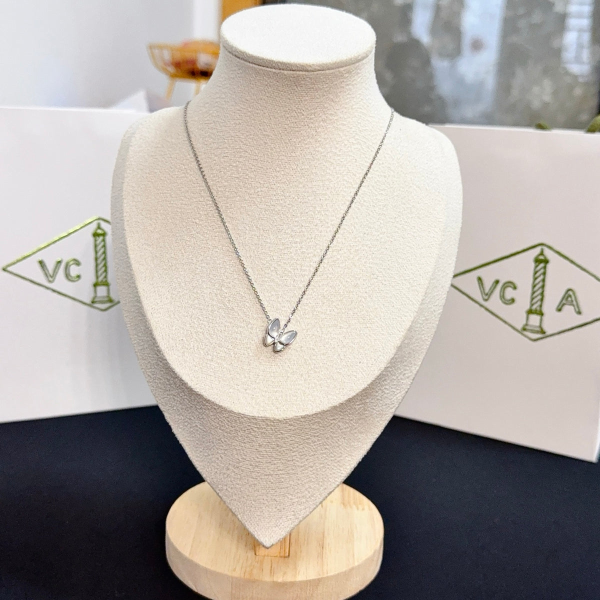 gold crystal clover Necklace for women - product detail view