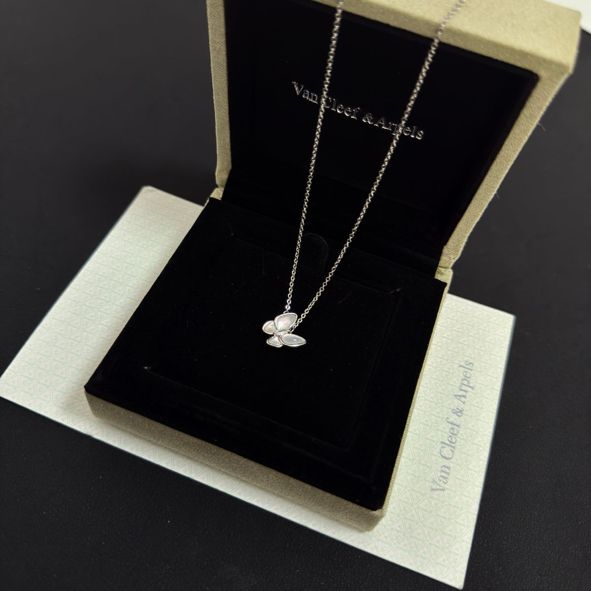 gold crystal clover Necklace for women - alternate angle view 5
