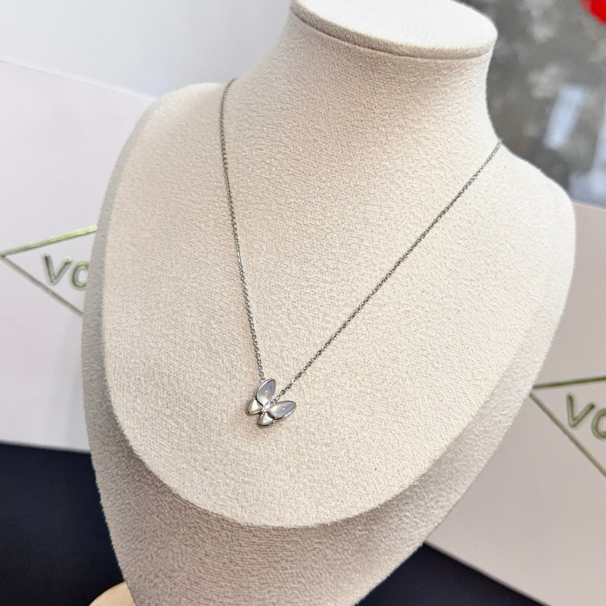 gold crystal clover Necklace for women - alternate angle view 3