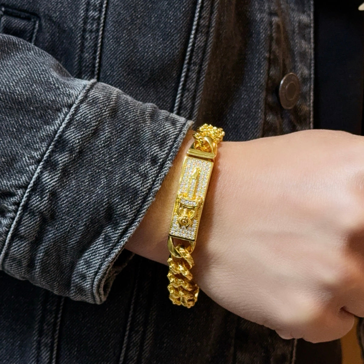 antique crystal cross Bracelet for men - product detail view