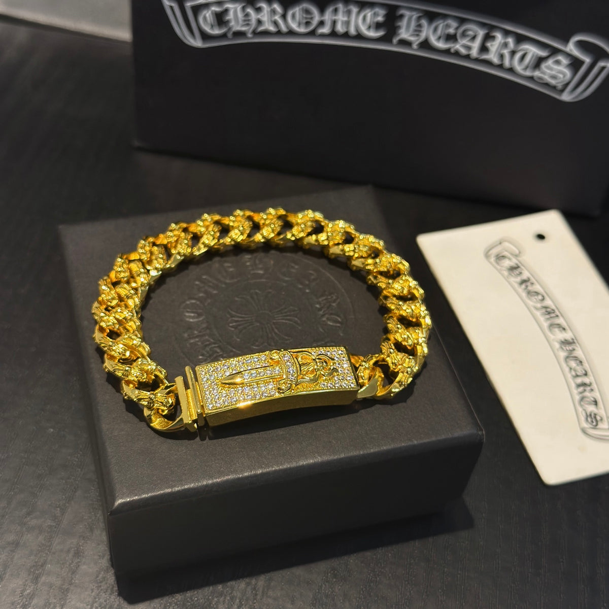 antique crystal cross Bracelet for men - alternate angle view 4