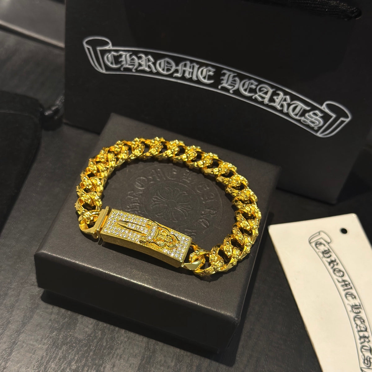 antique crystal cross Bracelet for men - alternate angle view 3