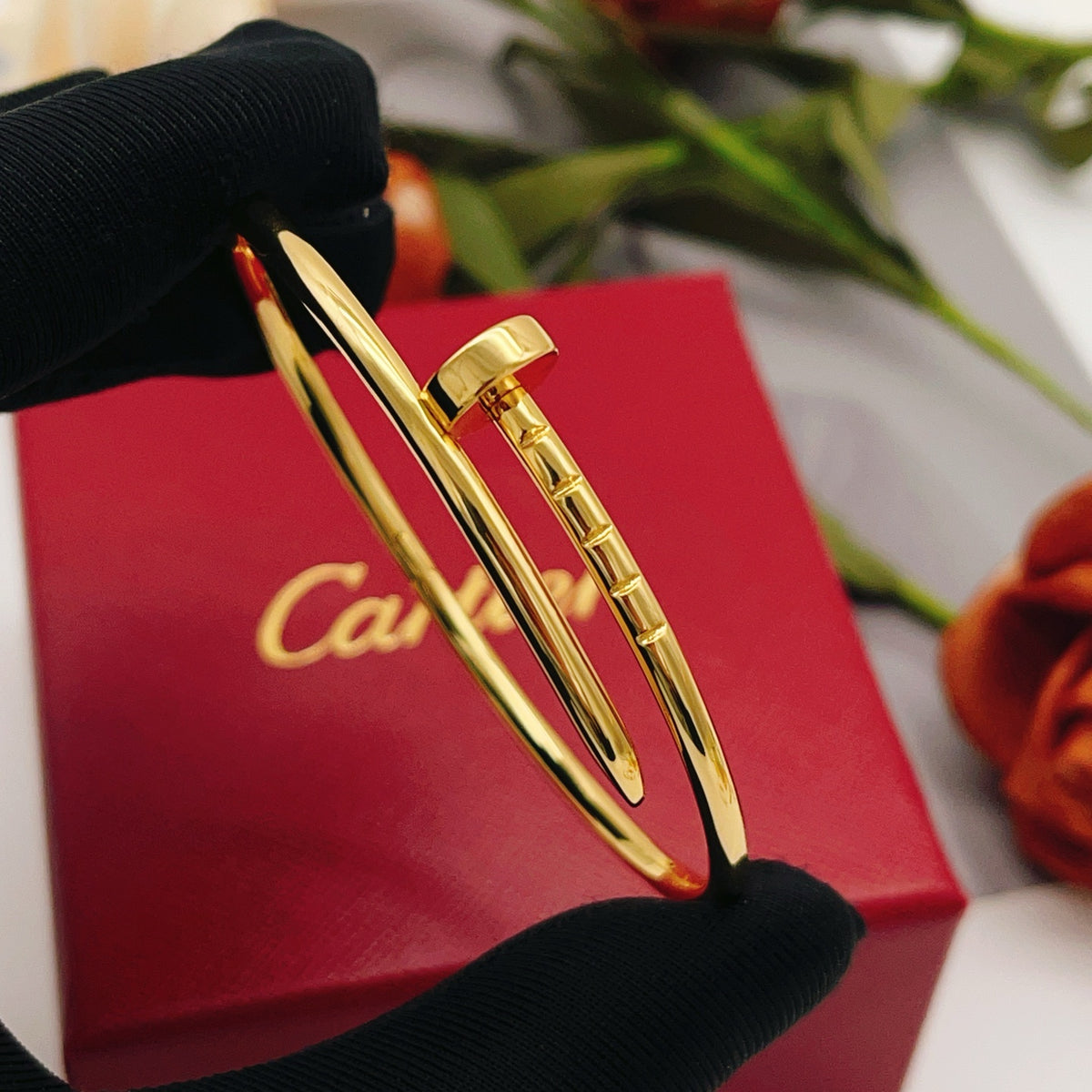 gold brass luxury Bangle for women - alternate angle view 4