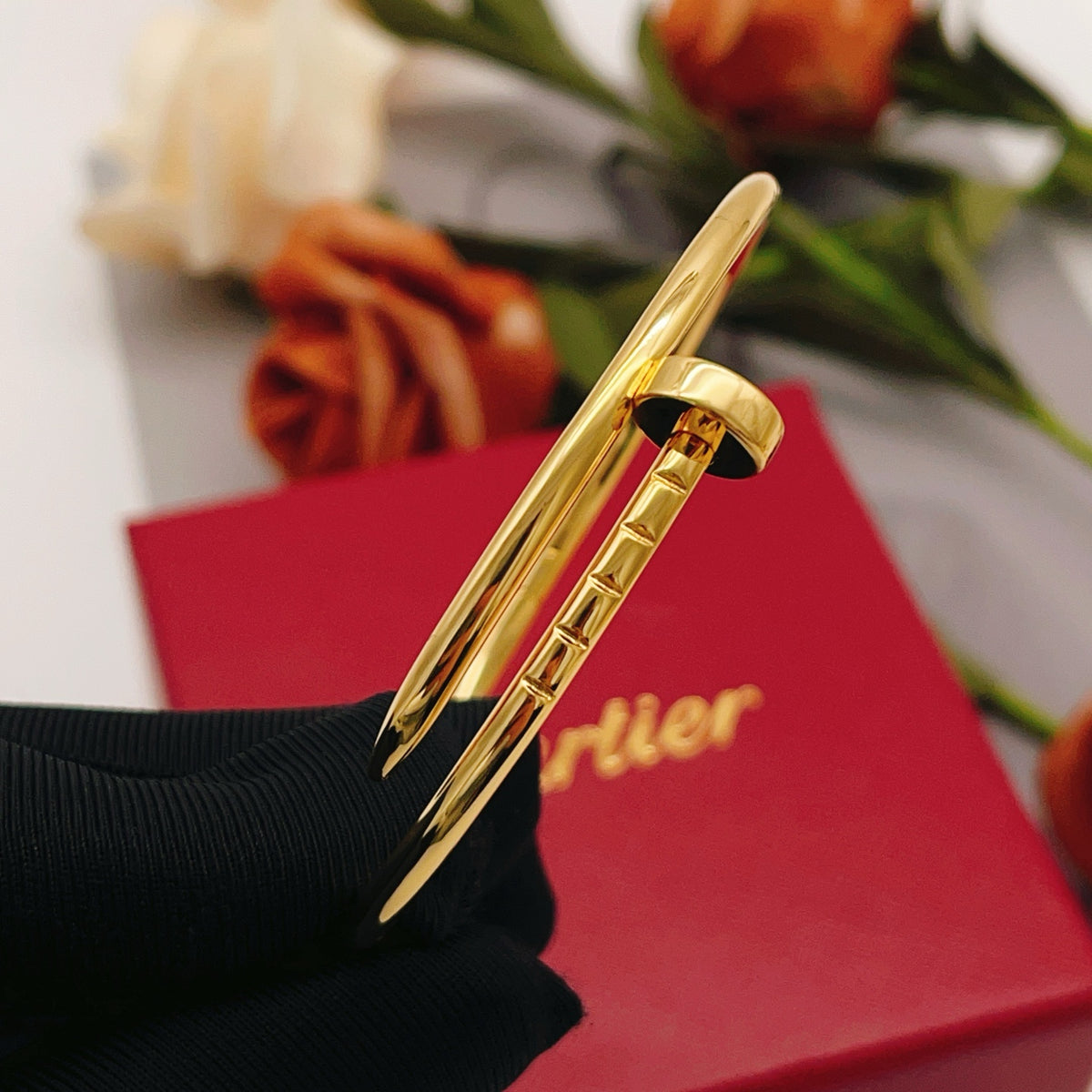 gold brass luxury Bangle for women - alternate angle view 5