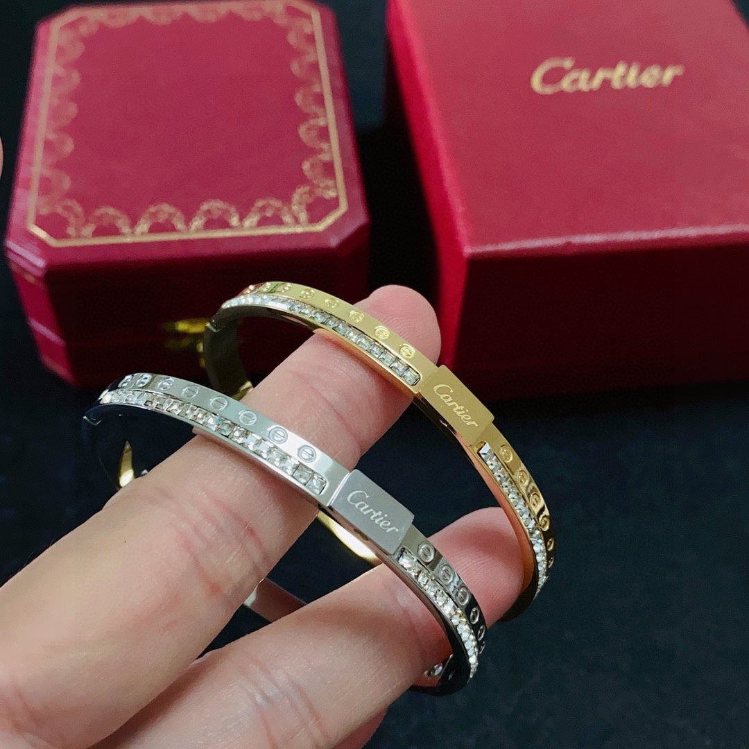 white crystal crystal inlaid Bangle for women - alternate angle view 8