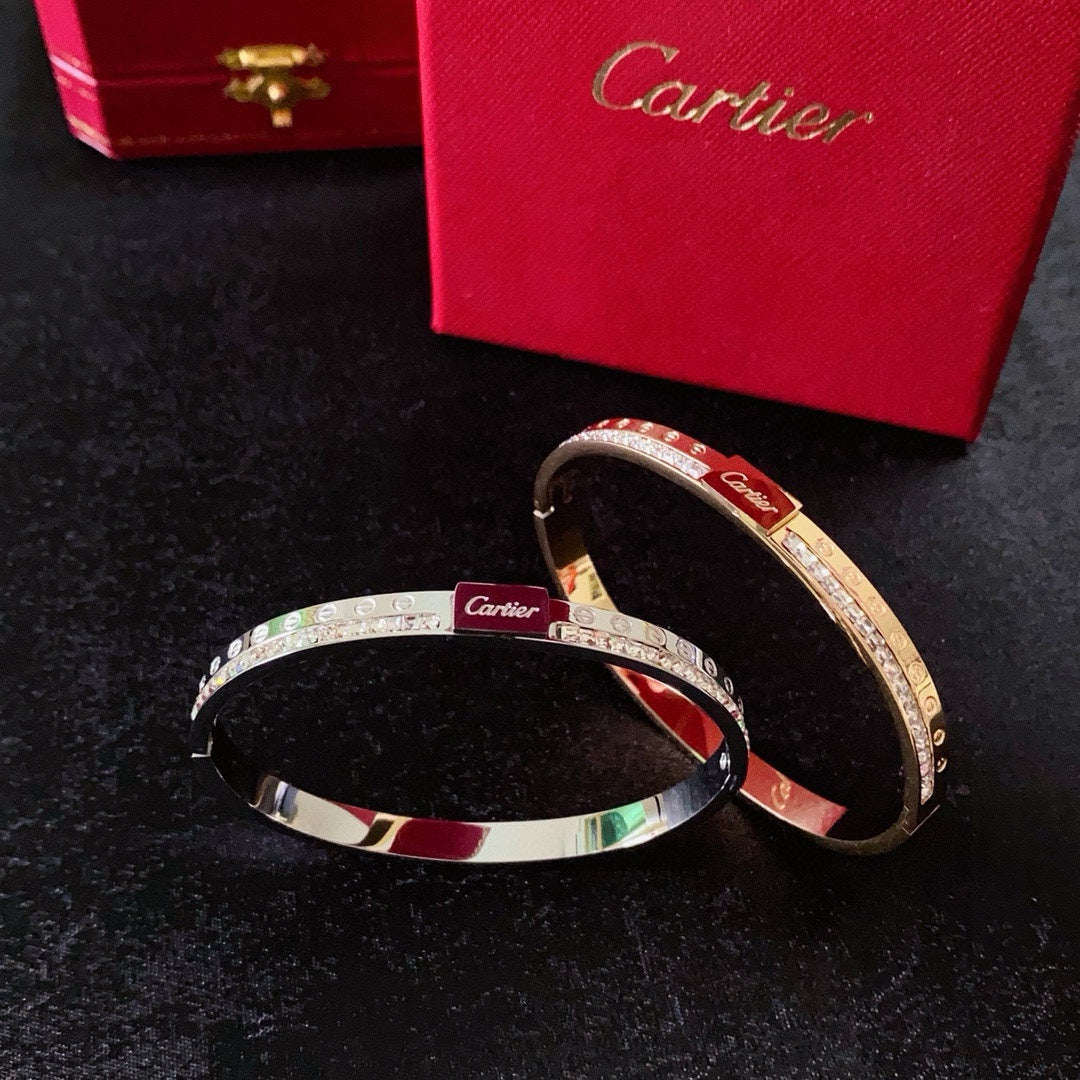 white crystal crystal inlaid Bangle for women - alternate angle view 5