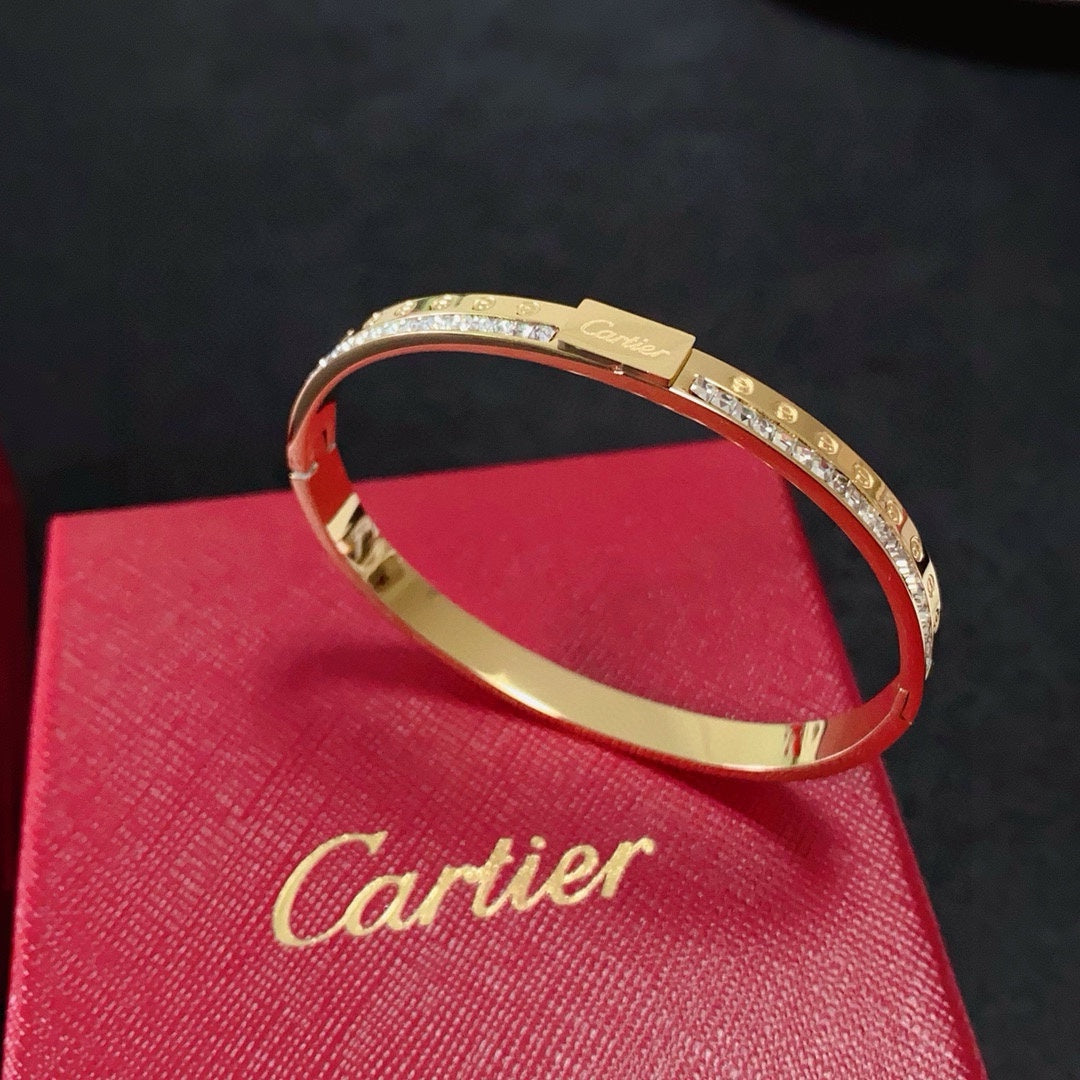 white crystal crystal inlaid Bangle for women - alternate angle view 4