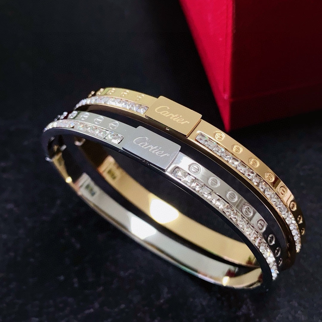 white crystal crystal inlaid Bangle for women - alternate angle view 6