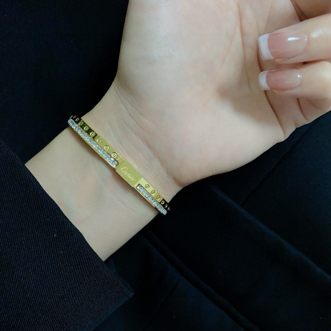 white crystal crystal inlaid Bangle for women - alternate angle view 3