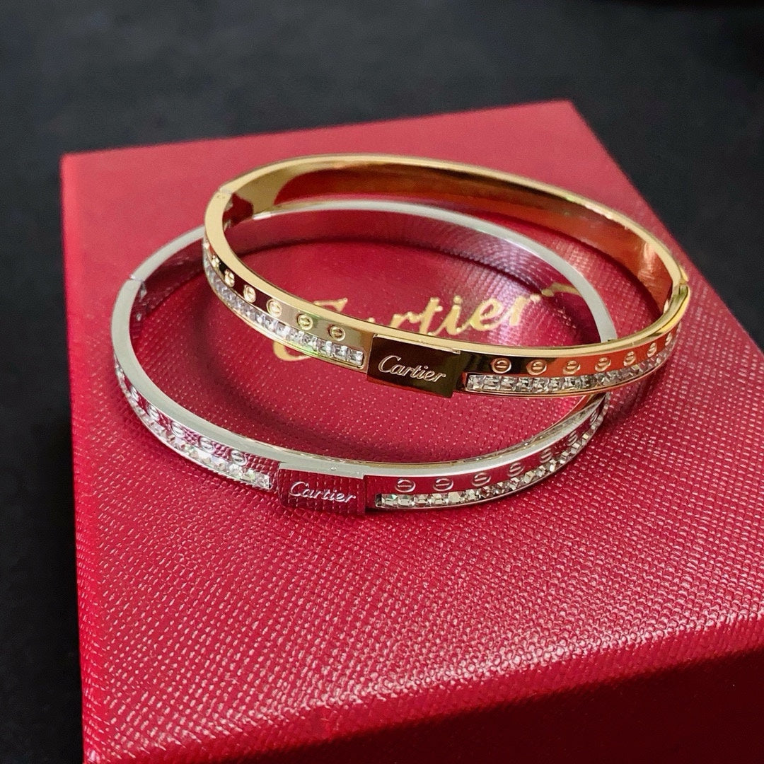 white crystal crystal inlaid Bangle for women - product detail view