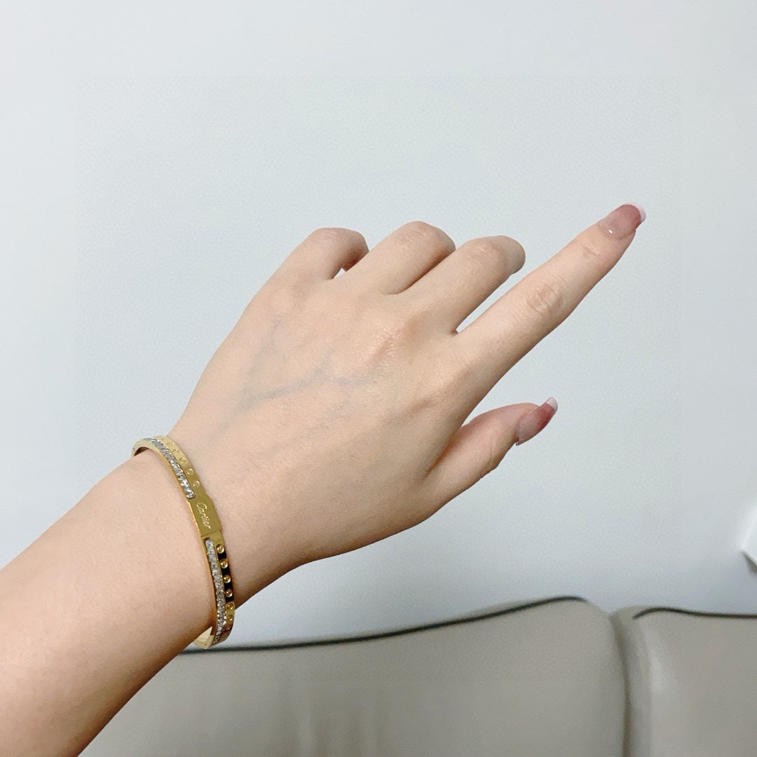 white crystal crystal inlaid Bangle for women - alternate angle view 2