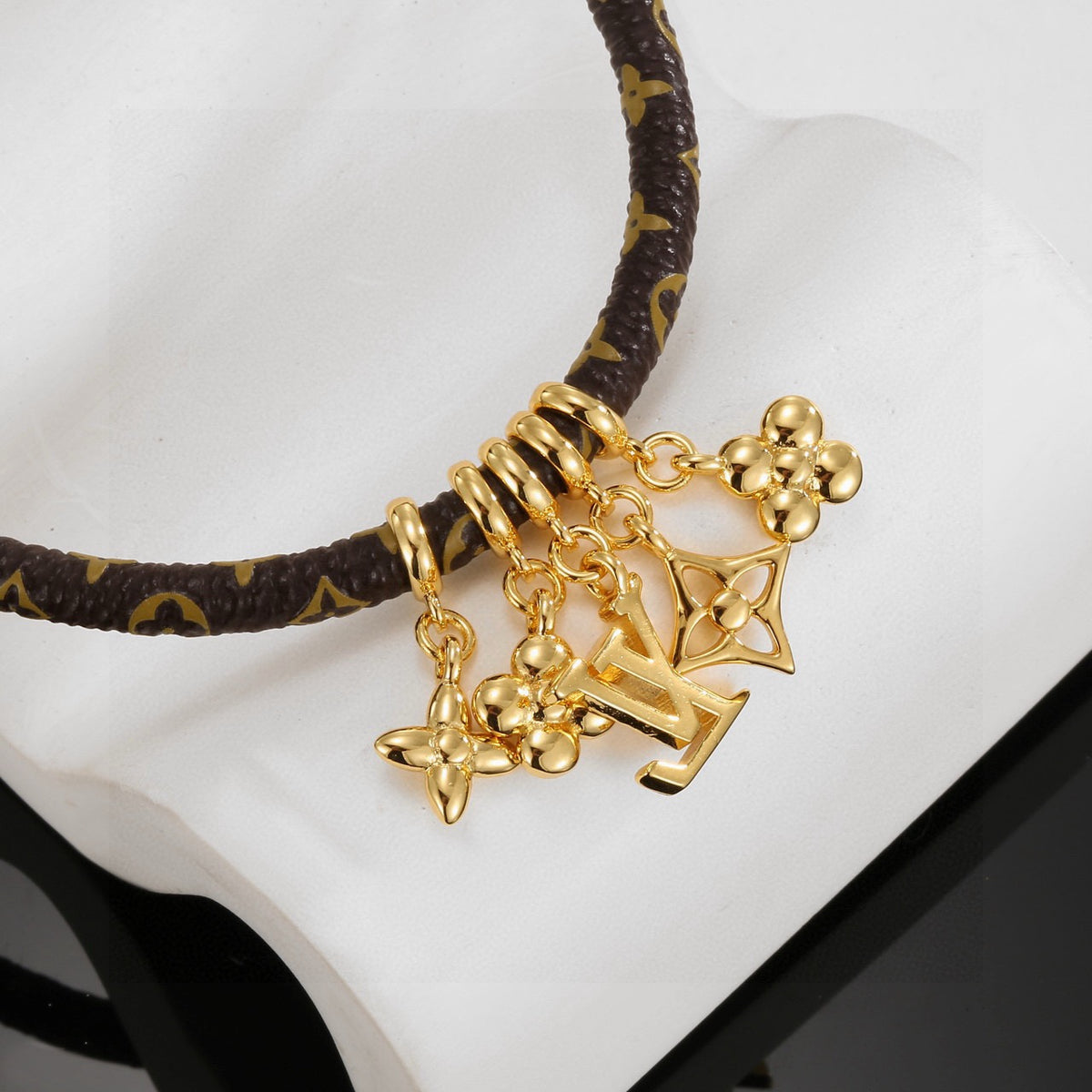 gold crystal floral Bangle for women - alternate angle view 5