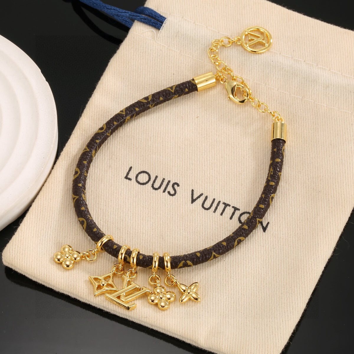 gold crystal floral Bangle for women - alternate angle view 2
