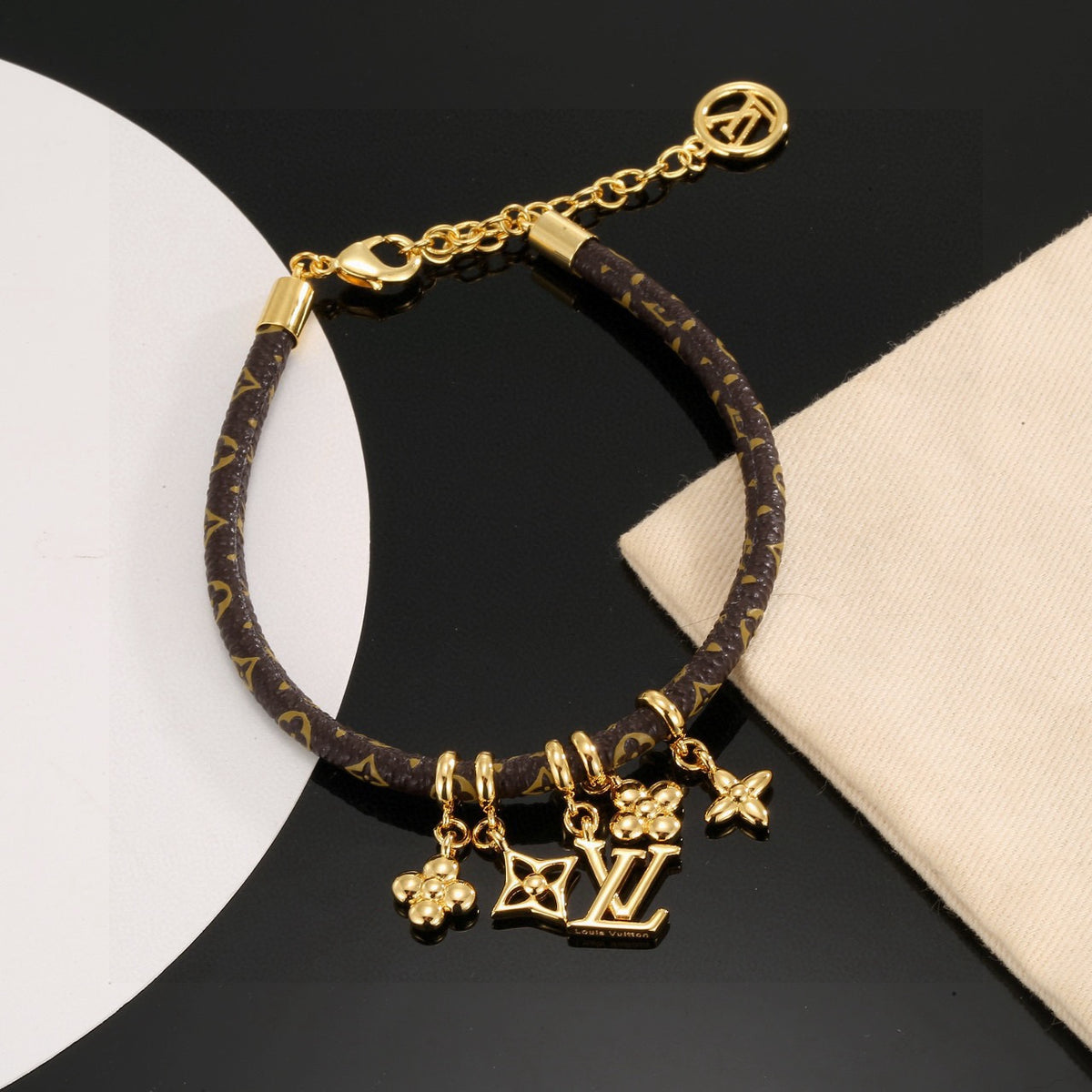 gold crystal floral Bangle for women - alternate angle view 6