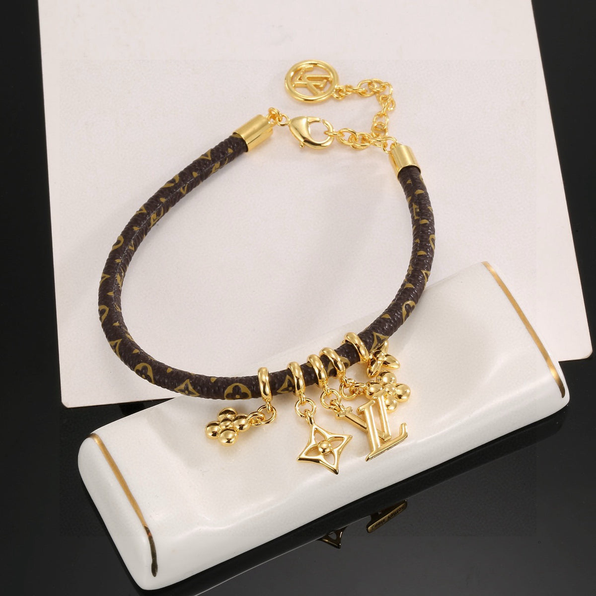gold crystal floral Bangle for women - alternate angle view 3