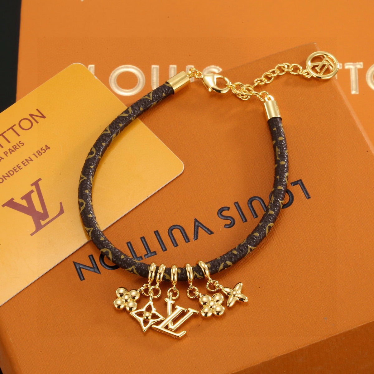 gold crystal floral Bangle for women - product detail view