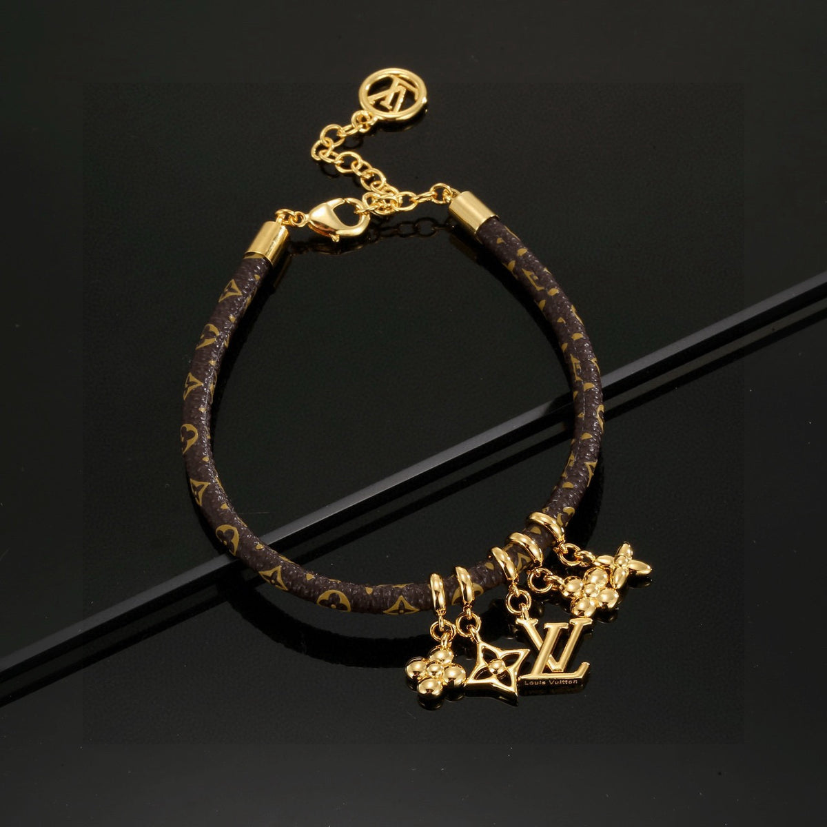 gold crystal floral Bangle for women - alternate angle view 4