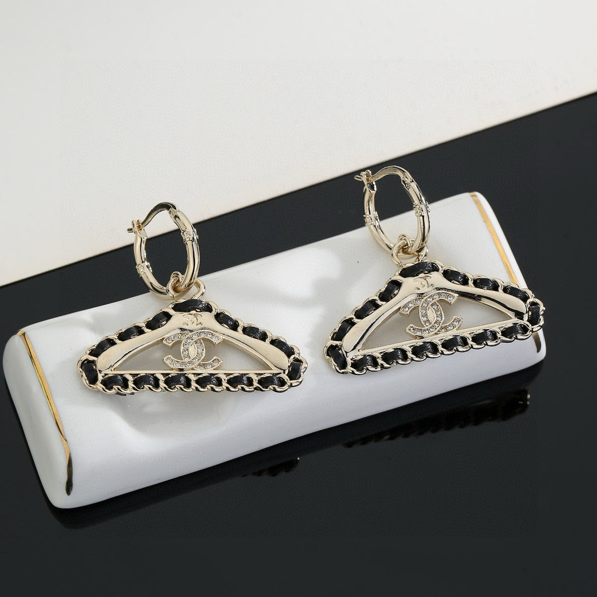 yellow brass Stud Earrings for women - product detail view