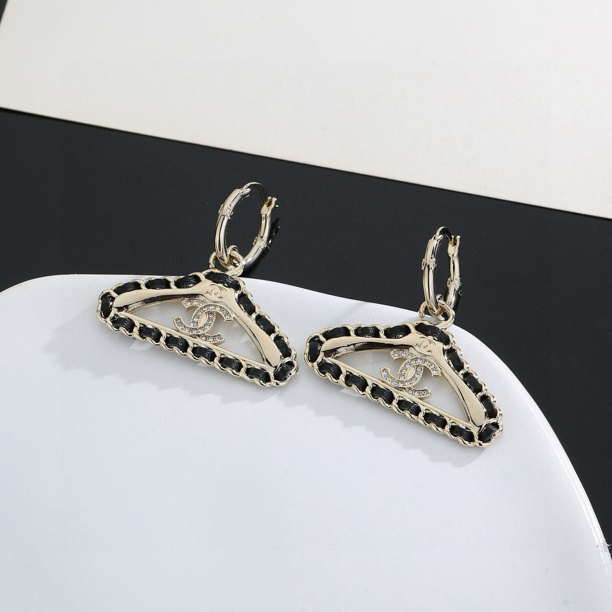 yellow brass Stud Earrings for women - alternate angle view 3