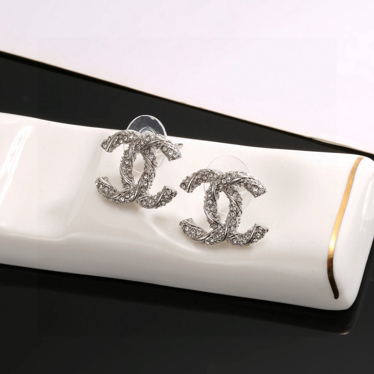 silver sterling silver elegant Drop Earrings for women - alternate angle view 2