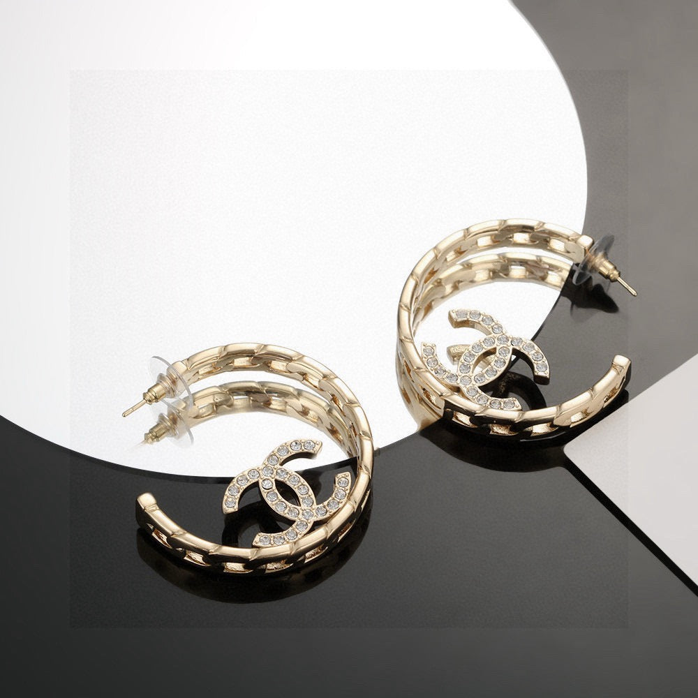 light gold brass Drop Earrings for women - alternate angle view 2
