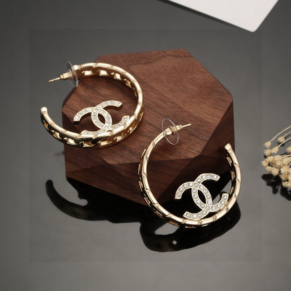 light gold brass Drop Earrings for women - alternate angle view 3