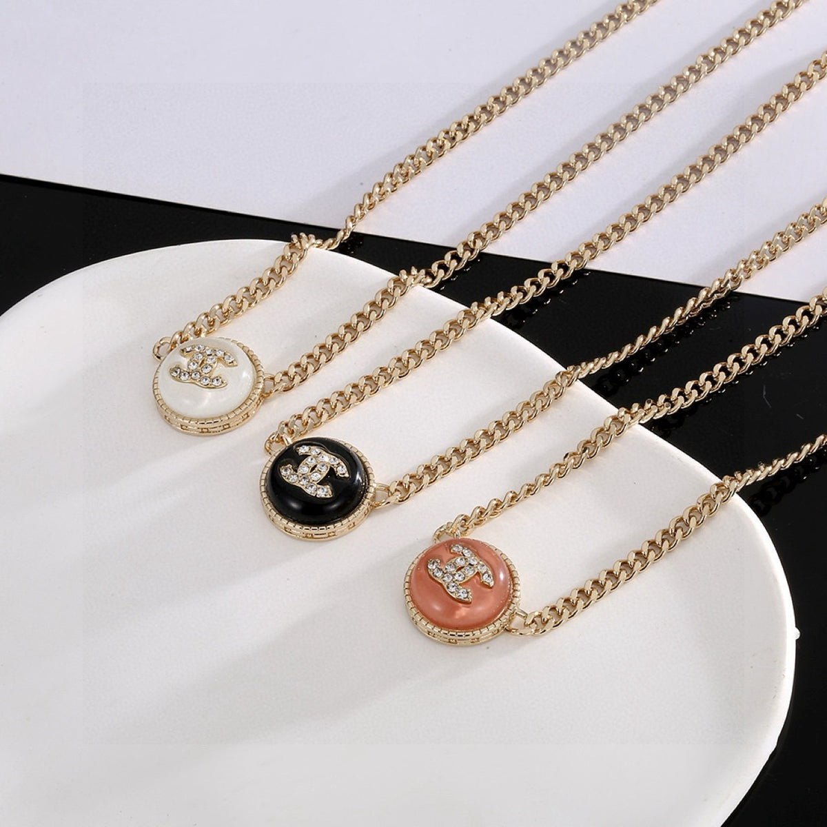 crystal double c Necklace for women - alternate angle view 6