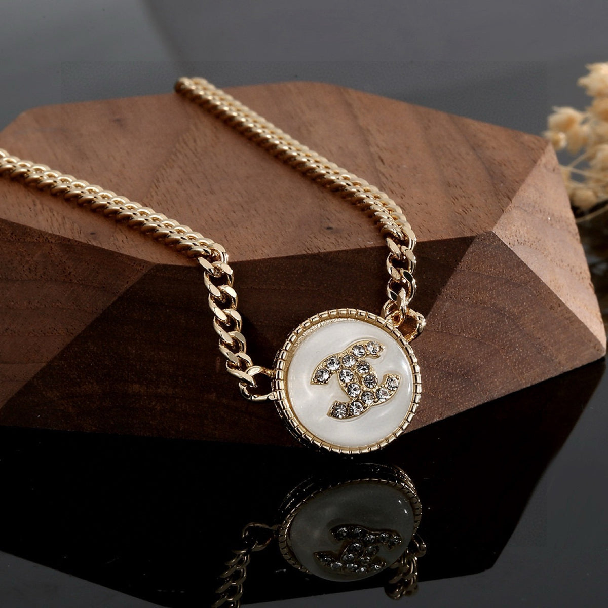 crystal double c Necklace for women - alternate angle view 8